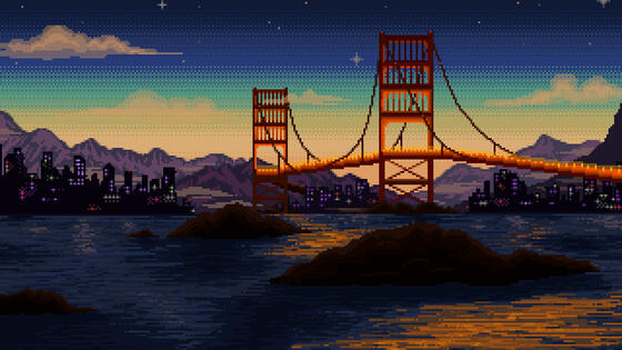 Night Bridge - pixel art landscape